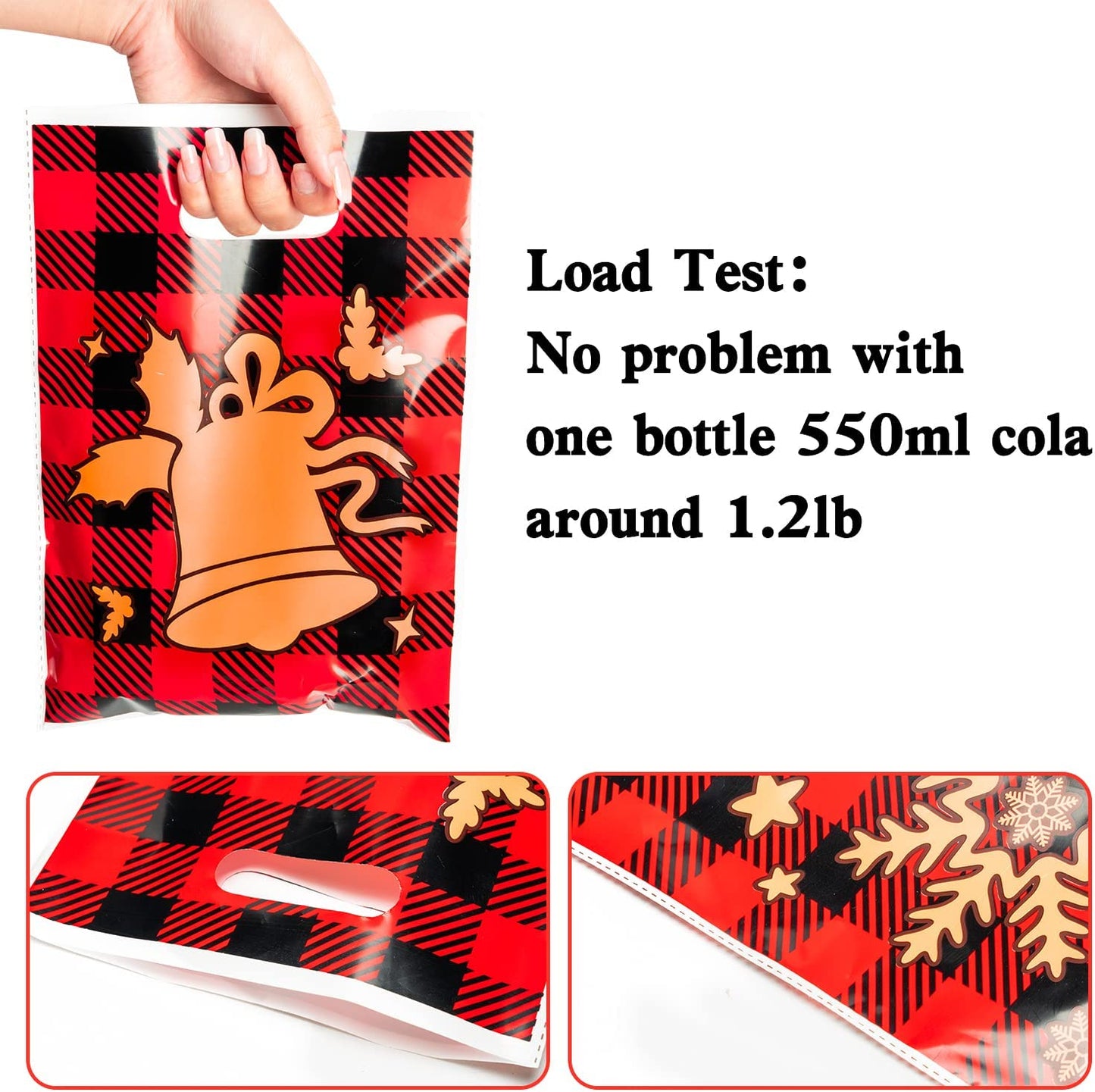 BkeeCten 72PCS Buffalo Plaid Chriatmas Party Favor Bags with Handle Red and Black Plaid Chriatmas Treat Goodie Bag Gift Wrapping Candy Goodies Bag for Xmas New Year Holiday Party Goody Bags Supplies