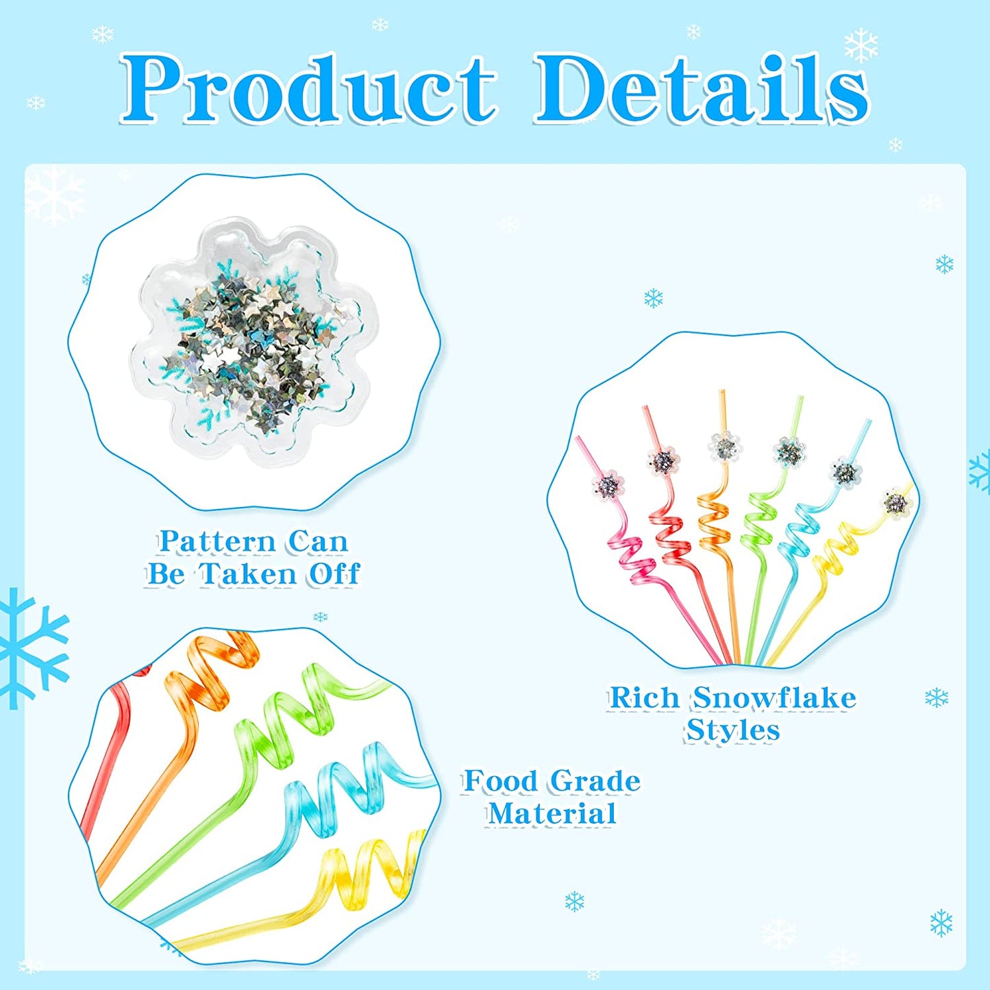 BkeeCten 24PCS Christmas Party Favors Xams Drinking Straws Snowflakes Plastic Reusable Straw with 2 PCS Cleaning Brushes Xmas Gifts for Kids Winter Holiday Birthday Classroom Party Decoration Supplies