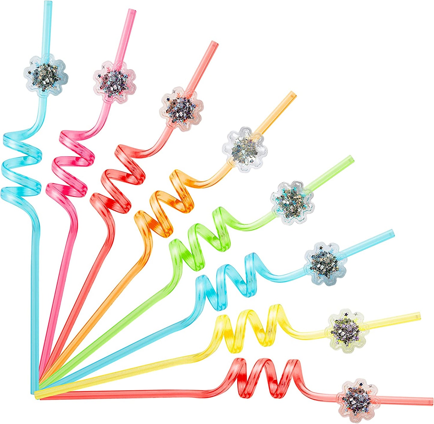 BkeeCten 24PCS Christmas Party Favors Xams Drinking Straws Snowflakes Plastic Reusable Straw with 2 PCS Cleaning Brushes Xmas Gifts for Kids Winter Holiday Birthday Classroom Party Decoration Supplies