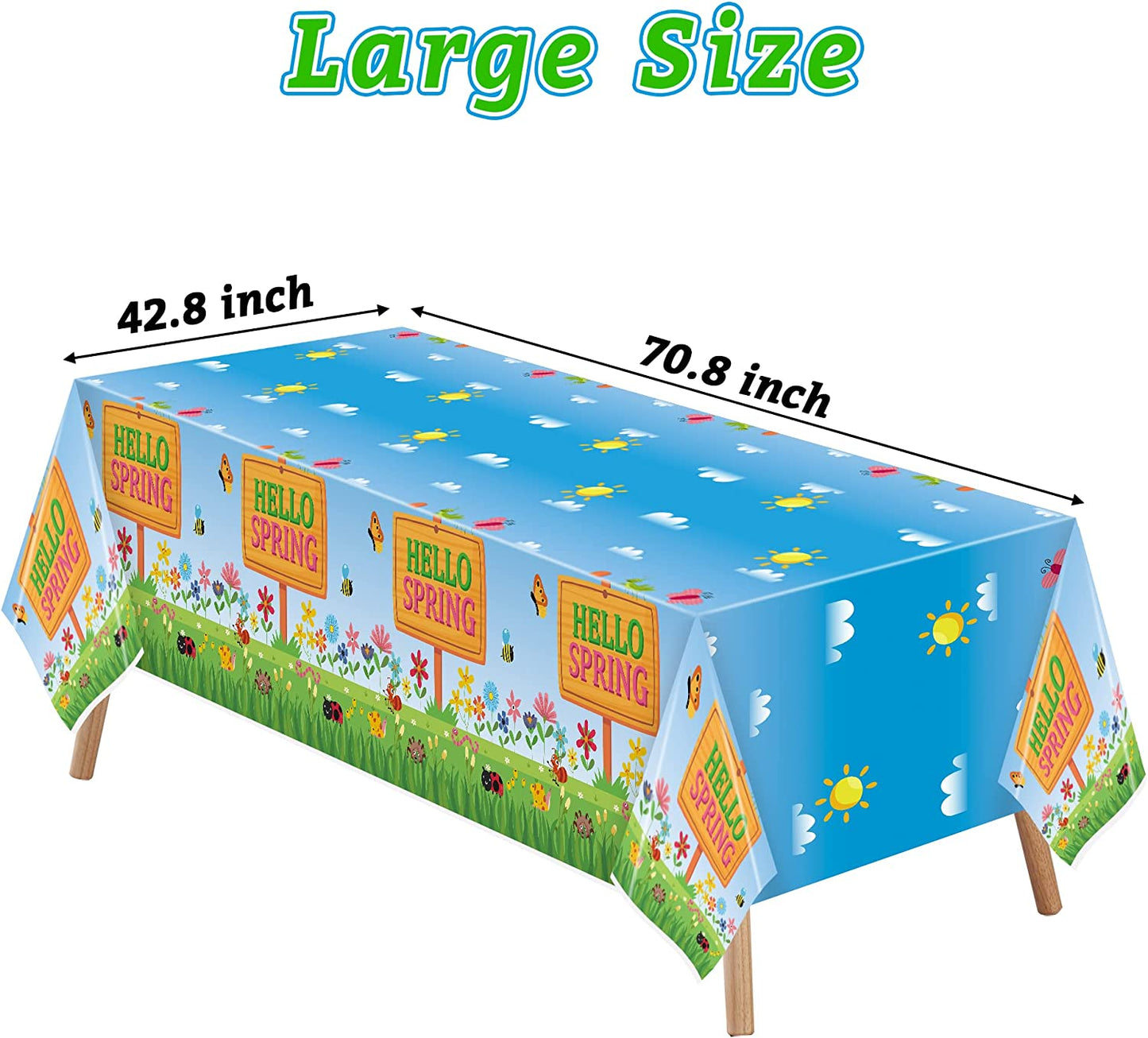 BkeeCten 3 Packs Hello Spring Party Table Covers Decorations Spring Floral Plastic Table Cloths Disposable Waterproof Rectangle Tablecover for Spring Easter Party Kitchen Dinner Table Decor Supplies